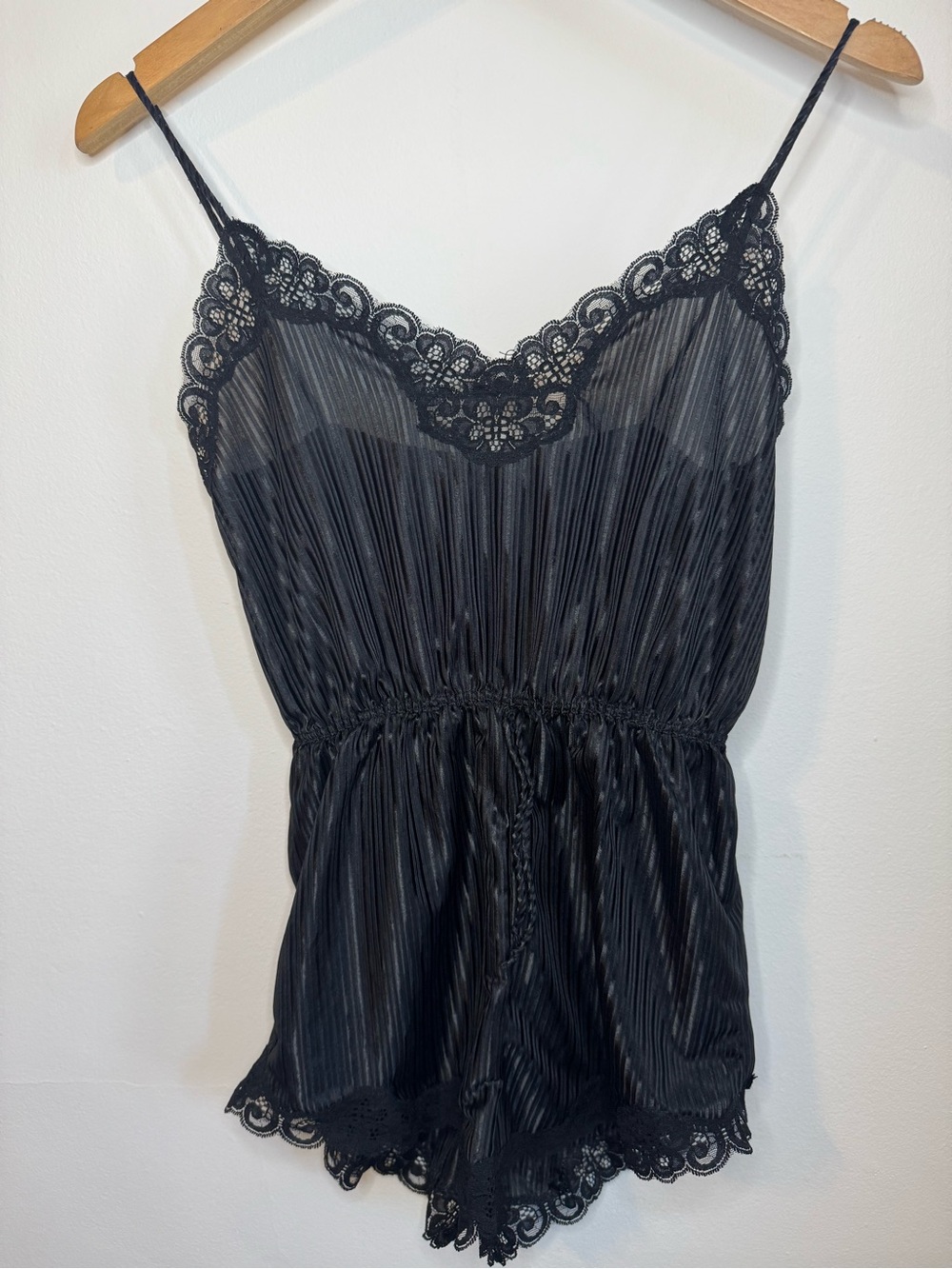 Black Lace-Trim Satin Teddy - Women Intimates & Sleepwear